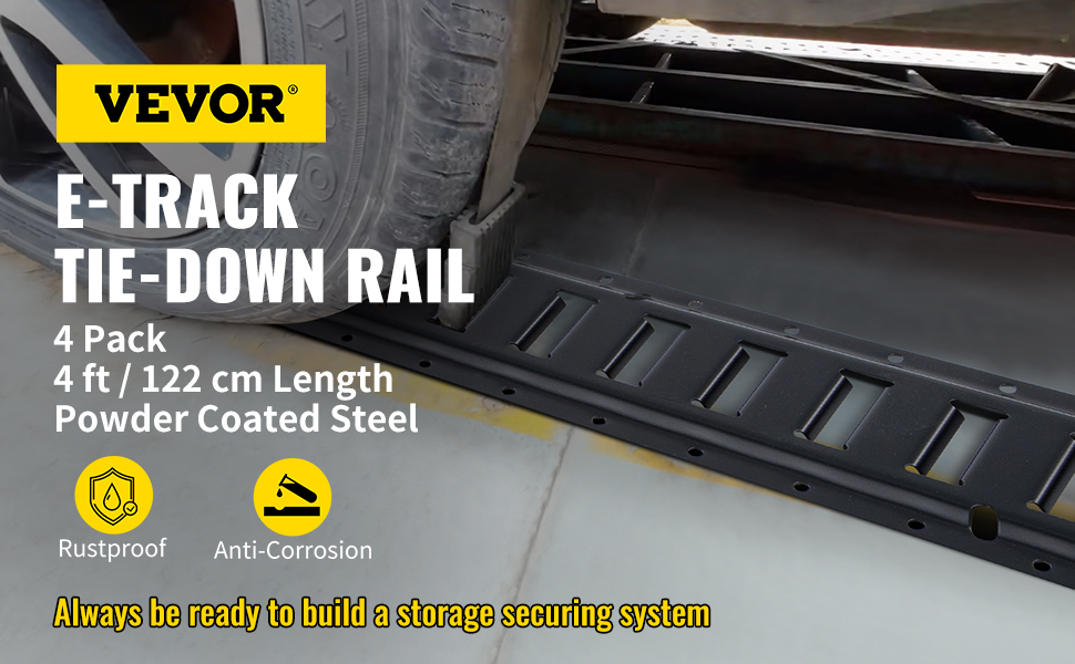 VEVOR E-Track Tie-Down Rail, 4/6/16/28Pcs 4/6/16/28Ft Steel Rails