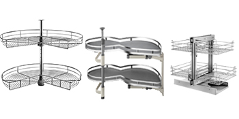 Blind Corner Pullout,2 Tier,Silver