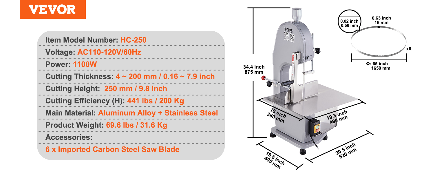 Bone Saw Machine,850W/1100W/1500W/2200W,Stainless Steel