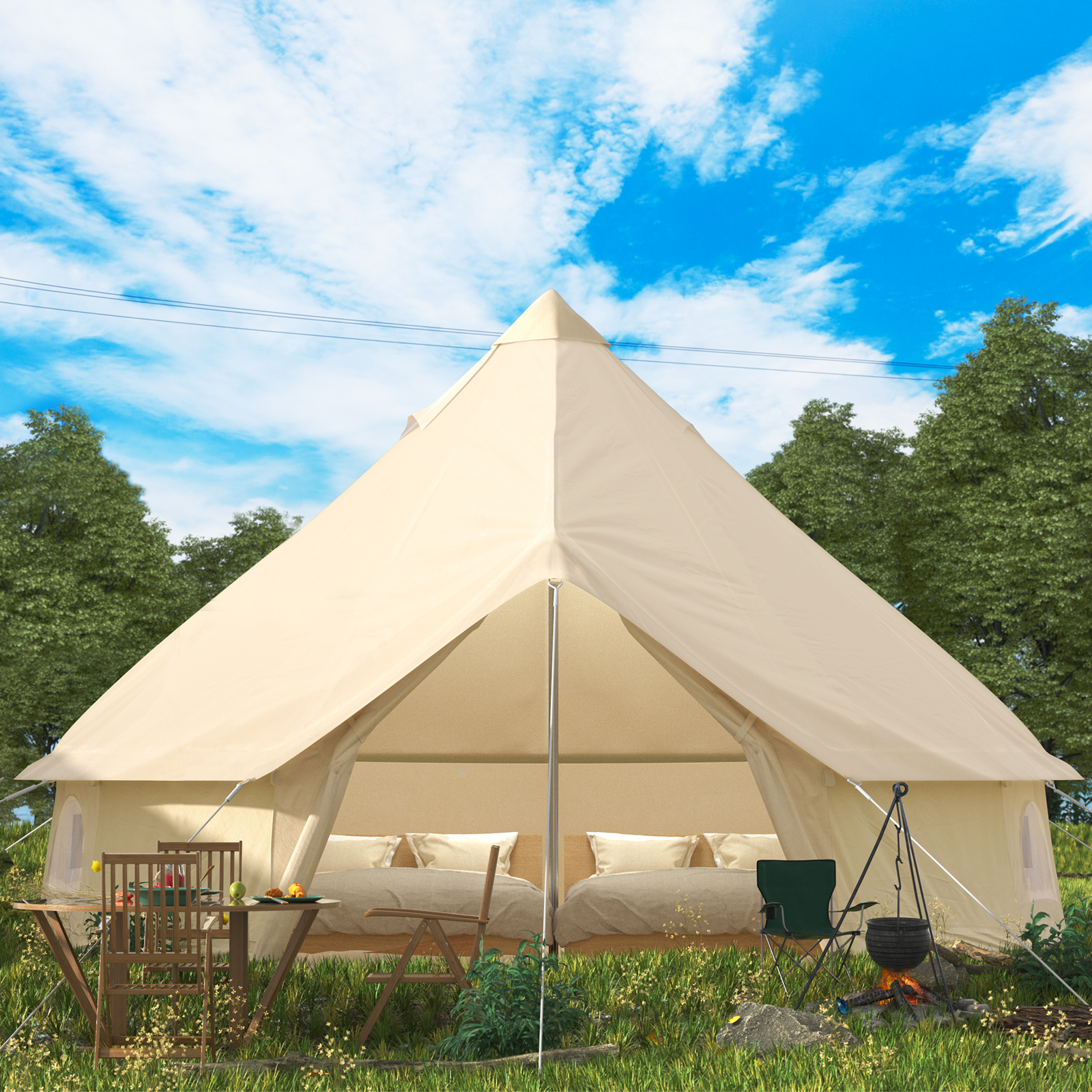 Canvas Bell Tent,3-12 People,4-Season