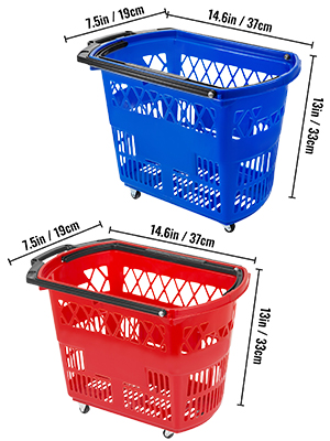 Shopping basket,75 lbs/34 kg Capacity,Red/Blue
