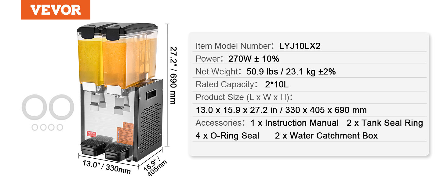 Commercial beverage dispenser,10/12/18L,2/3/4 tanks/stainless steel