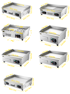 electric countertop griddle,stainless steel,shovels and brushes