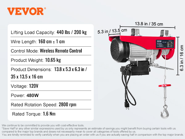 Electric Hoist,Remote Control,Pure Copper Motor