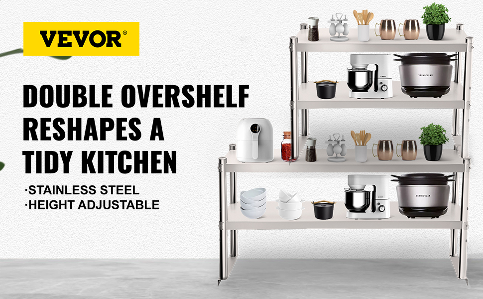 Double Overshelf,Stainless Steel,12x24-70In