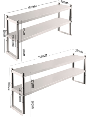 Double Overshelf,Stainless Steel,12x24-70In