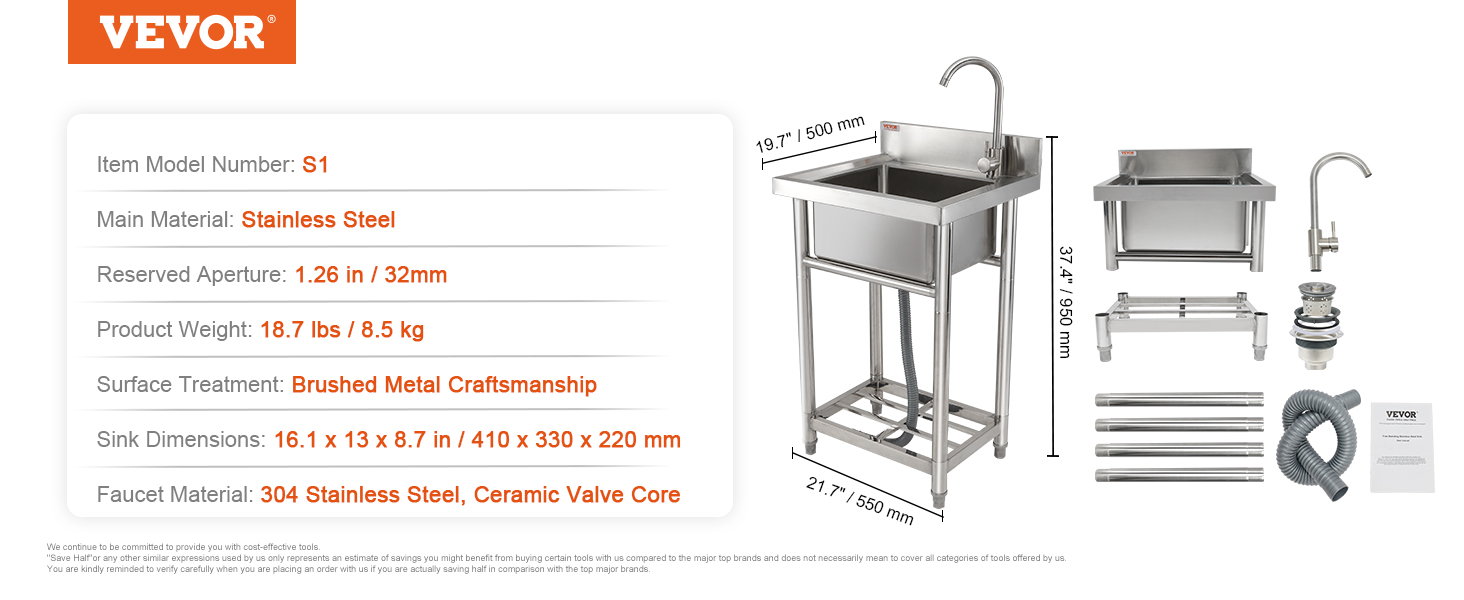 Commercial Utility Sink,Single Bowl