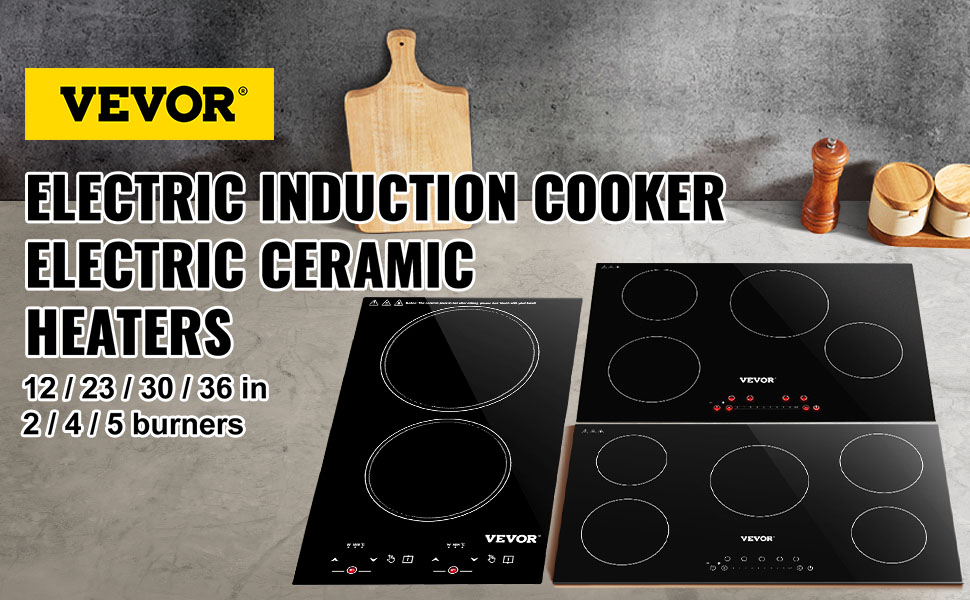 Built-in Induction/Ceramic Cooktop,Sensor Touch Control,with 2/4/5 Burners
