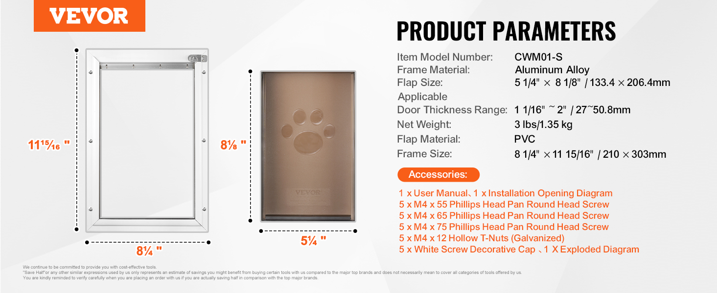 Flap pet door,1 flap,white