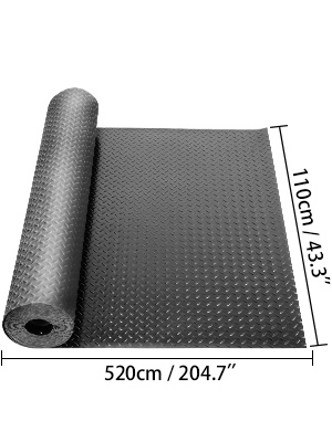 Garage Floor Mat,17x3.6/14.7x3.6/25x3.6/4.9x19/4.9x13/4.9x9.2/3.9x6.5ftt,Black/Silver