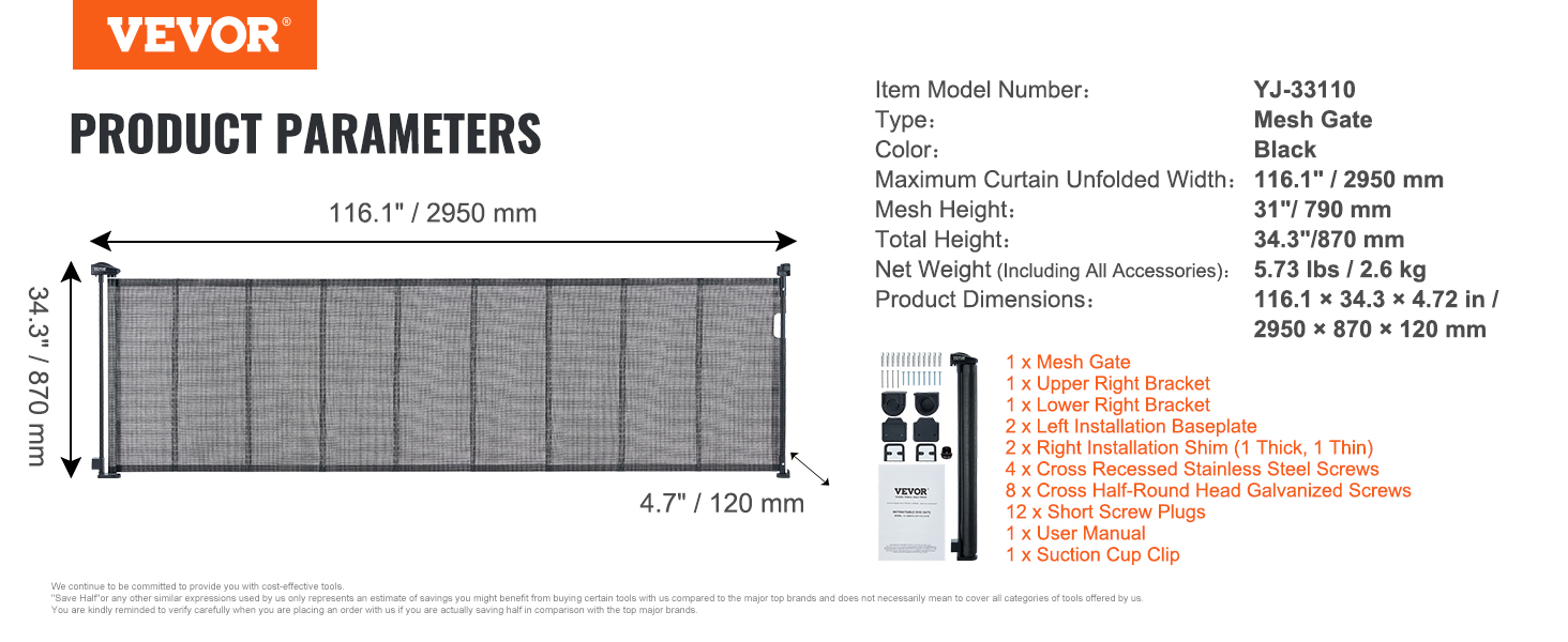 Retractable Baby Gate,Mesh Baby Gate,116.1/60/76.8\\\