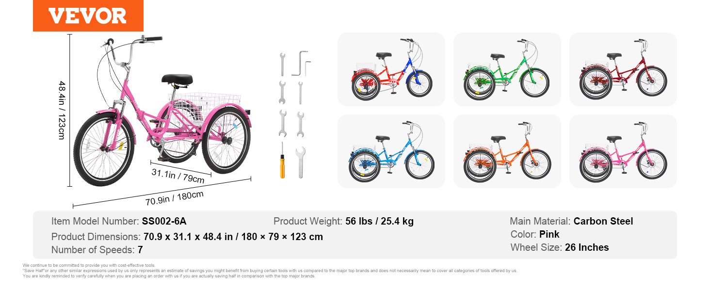 Folding Adult Tricycle,3-Wheel Trikes,Durable