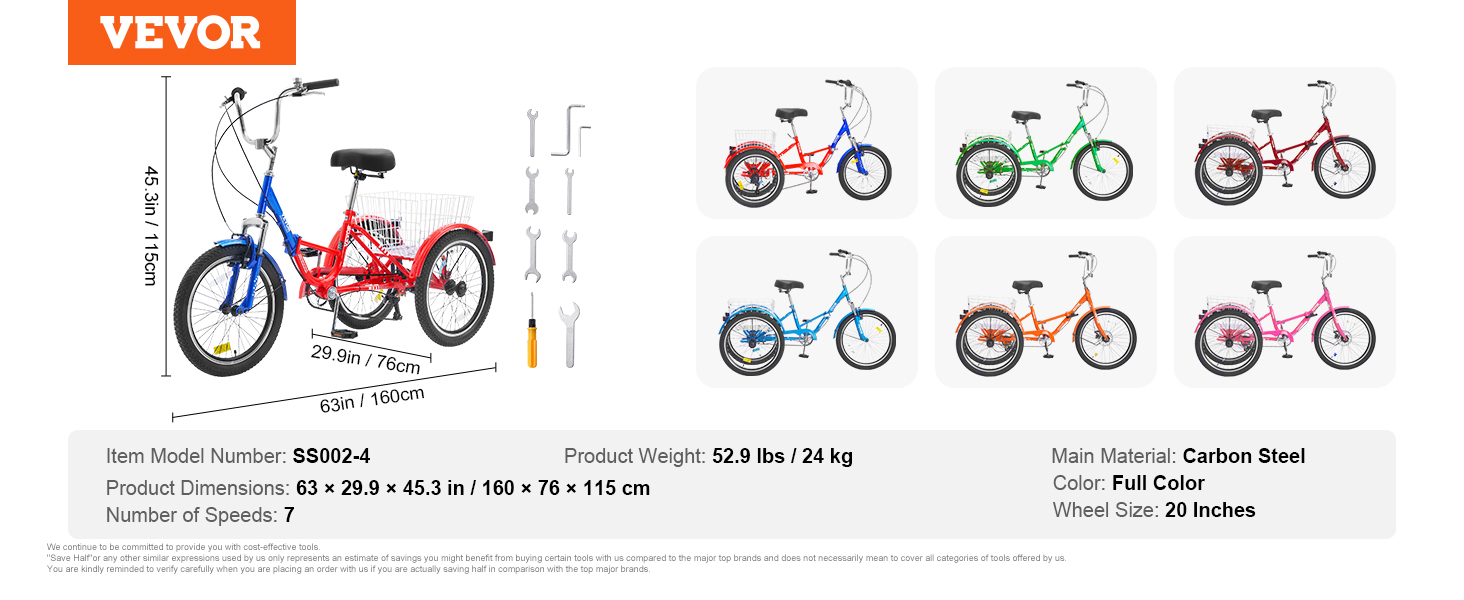 Folding Adult Tricycle,3-Wheel Trikes,Durable