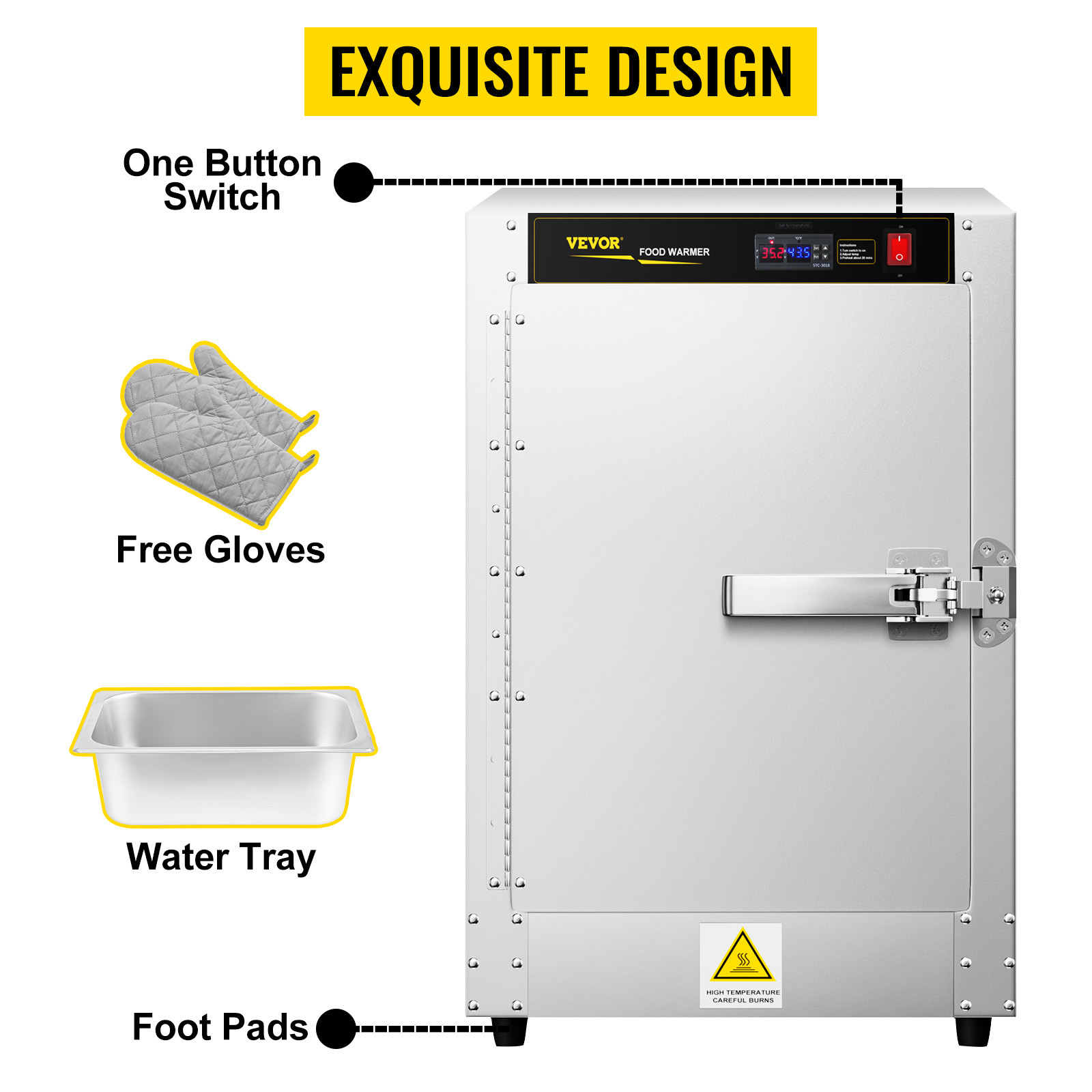 Hot Box Food Warmer, 25x15x24 Concession Warmer with Water Tray