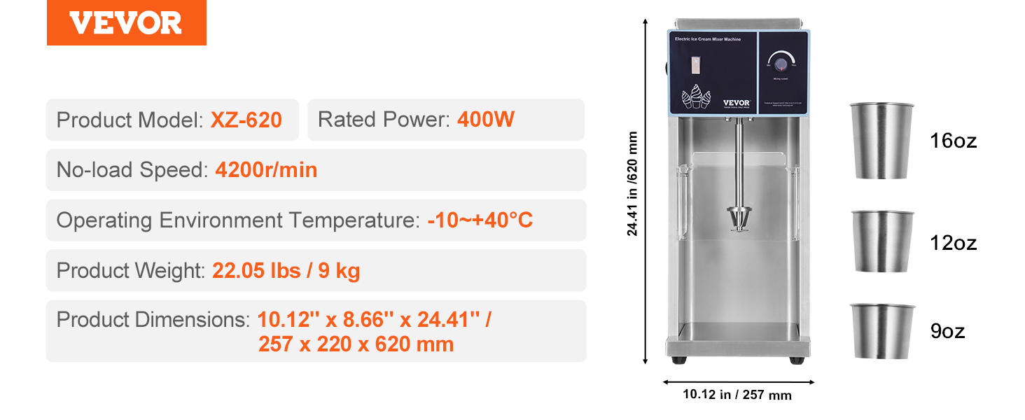 Ice cream blender,400/750W,304 stainless steel