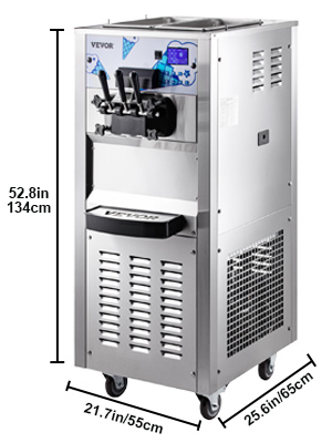 soft serve ice cream machine,3 flavors,4.4-1.6 Gal/H