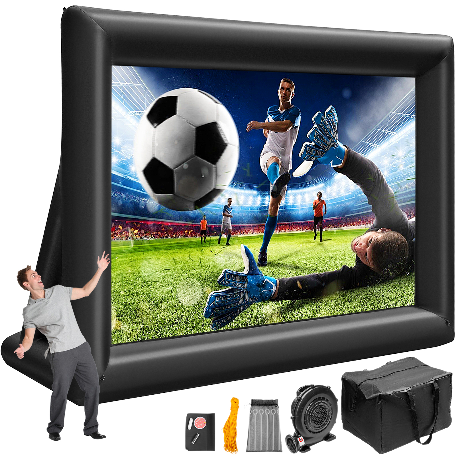 VEVOR 24/20/19/16ft Inflatable Movie Projector Screen Outdoor Theater W/Blower