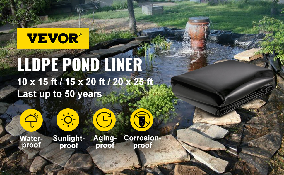 LLDPE Pond Liner,3/4.6/6 x 4.6/6/7.6 m,20 Mil