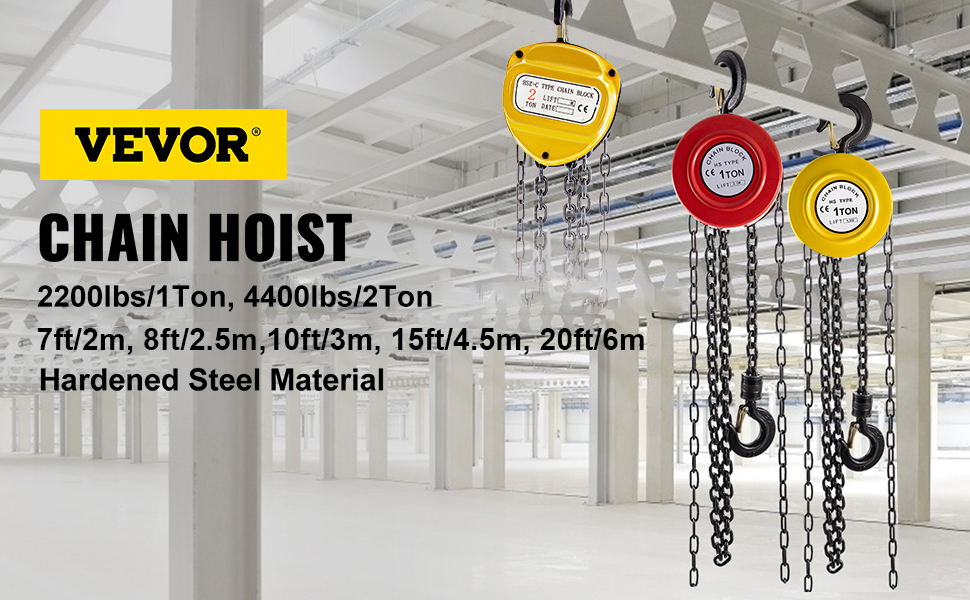 chain hoist, 0.75t/1t/2t, 2-6m