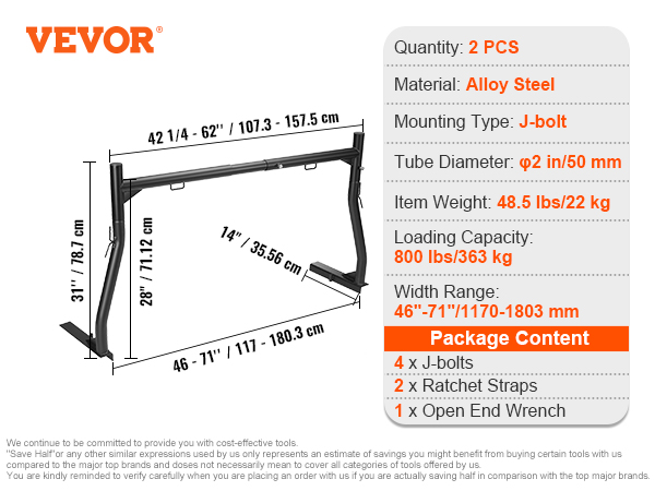 truck racks,46-71 in,steel