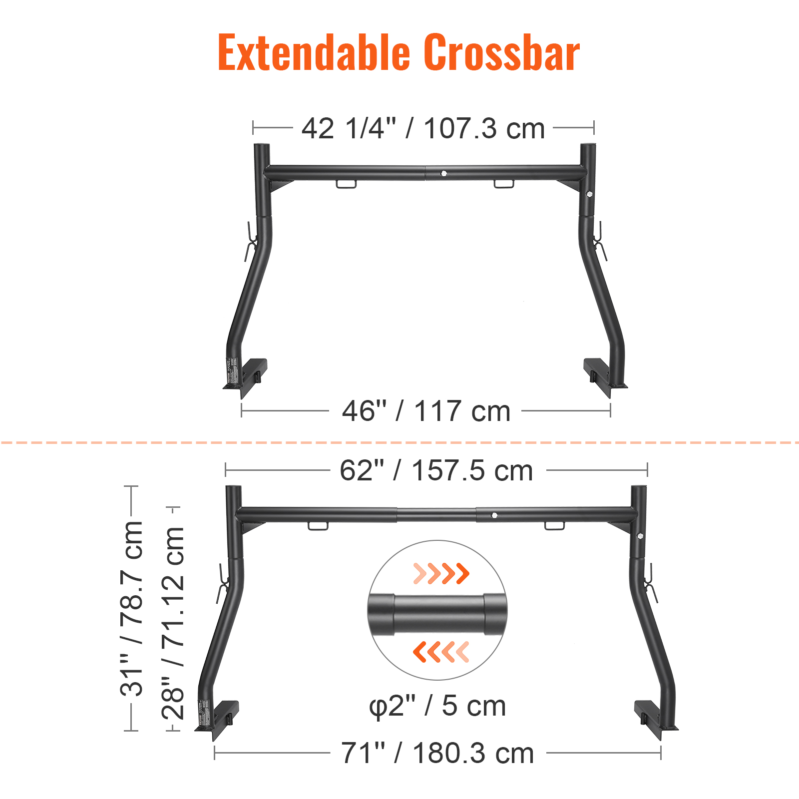 truck racks,46-71 in,steel