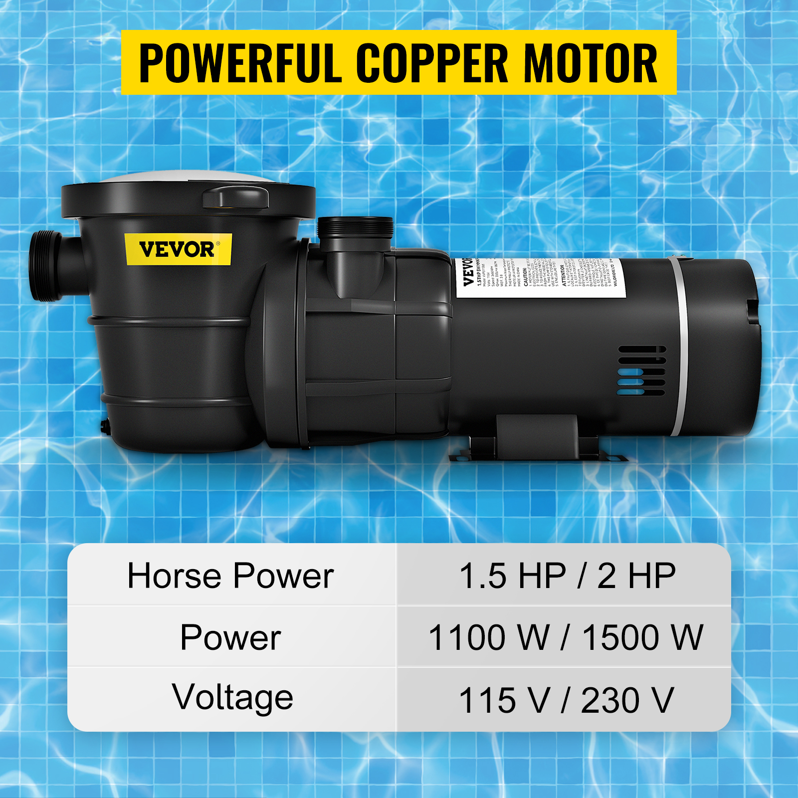 Pool Pump,2 HP,1.5 HP