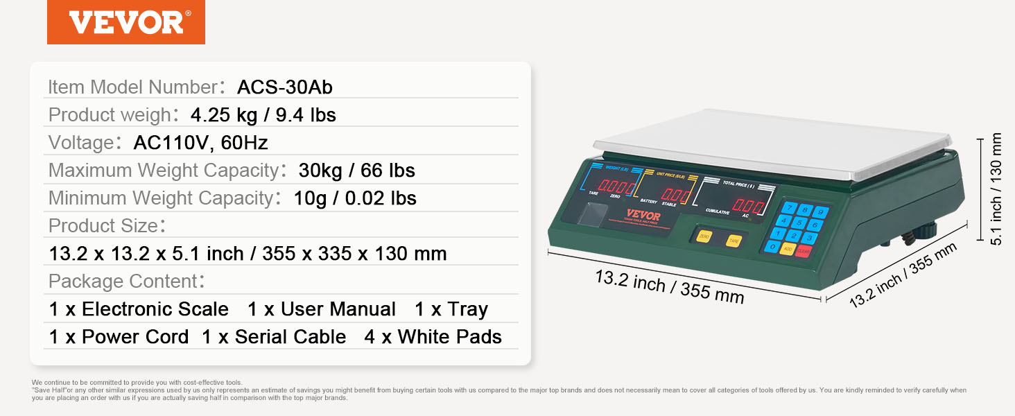Electronic Price Computing Scale,66Lbs,Digital