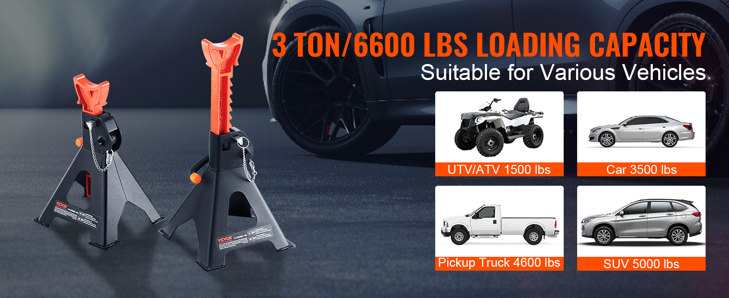 Jack Stands 6 Ton With Double Locking For Lifting Car SUVS, Heavy Duty Steel, 13000 Lb Capacity
