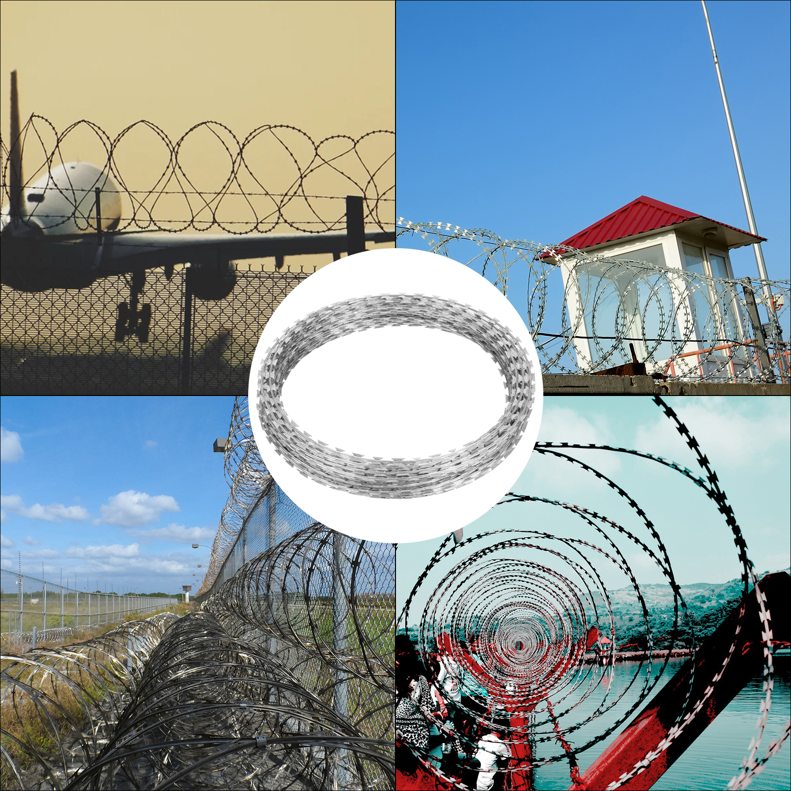 Razor Wires, 98 Ft Razor Barbed Wire, 2 Rolls Razor Wire Fencing Razor Fence Razor Ribbon Barbed Wire Galvanized Razor Wire Fence Rolls Razor For Garden P 010611036227