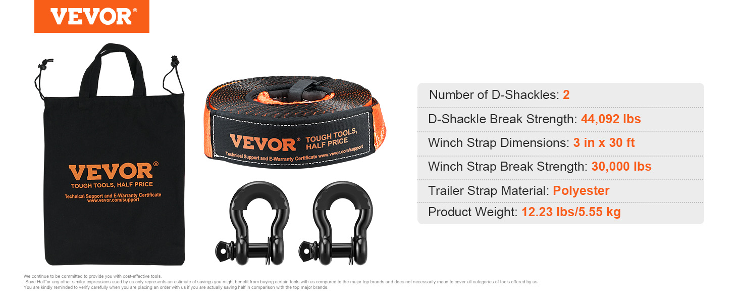 Recovery kit,30000 lbs,3 in x 30 ft