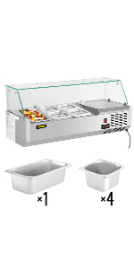 Countertop Refrigerated Prep Rail,40-60-inch,Glass Shield