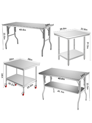 stainless steel prep table,silver,2 layers
