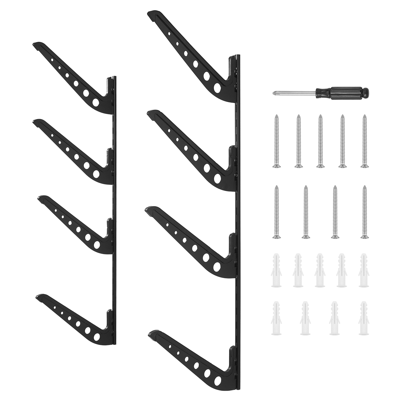 VEVOR Supporto Verticale per Tavole da Surf, Supporto per Tavole da Surf in Legno a 4 Livelli per Riporre ed Esporre, Organizzatore Indipendente, per Wakeboard, Snowboard e Sci, Legno Naturale