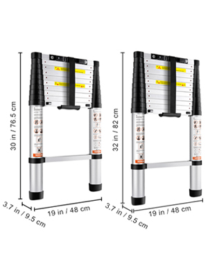 Telescoping Ladder,Aluminum,10.5/12.5 ft