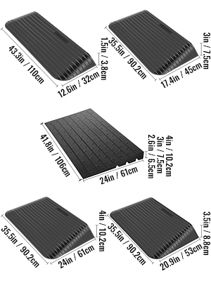 Rubber Threshold Ramp,Beveled Edges,with Channels