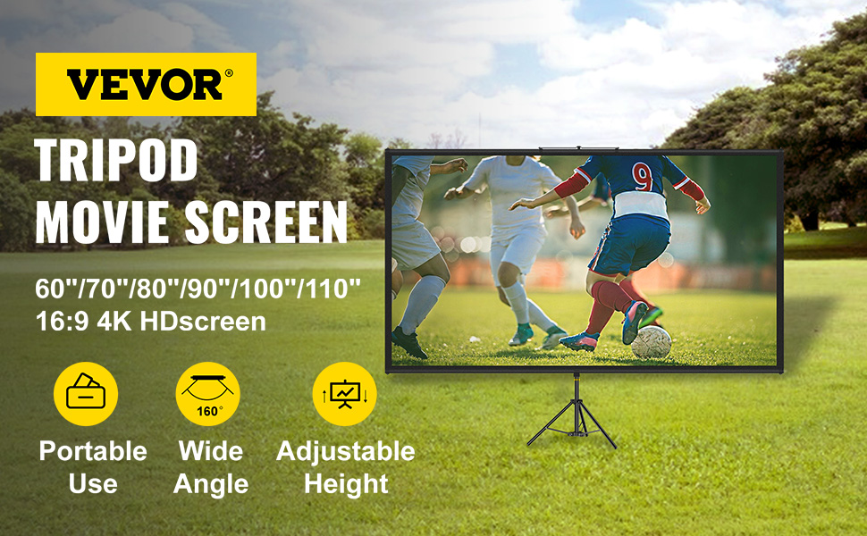 Tripod projector screen,60-110 inch,4K HD 16:9