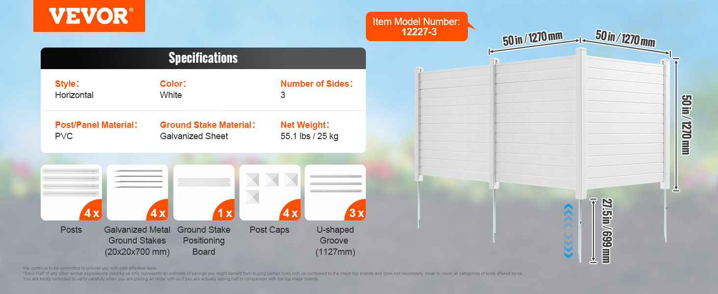 Outdoor Privacy Screens,50 x 50 in,3/2/4-Panel