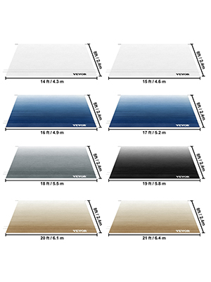 RV Awning,14-21ft,White/Blue/Gray/Brown/Charcoal