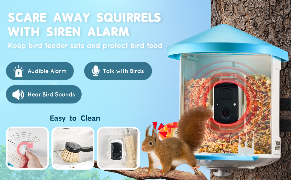 VEVOR Smart Bird Feeder with Camera 2K HD AI Identify Bird Species Auto