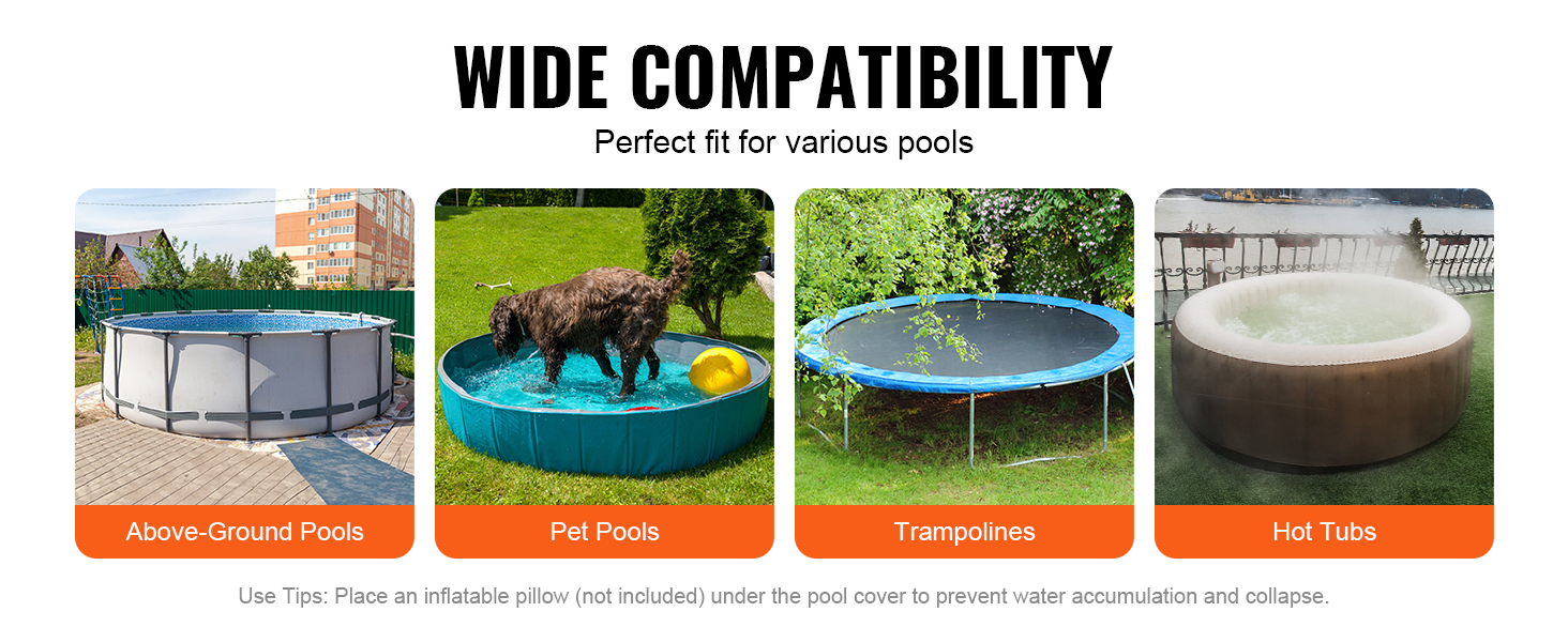 VEVOR 18 Ft Round Pool Cover, Solar Covers for Above Ground Pools, Safety Pool  Cover with Drawstring Design, PVC Summer Pool Cover, Waterproof and  Dustproof, Black