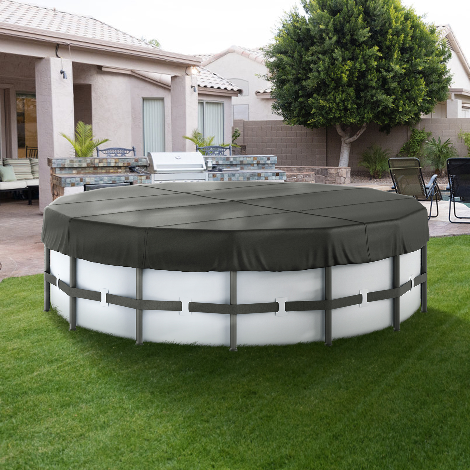 18/15 Ft Round Pool Cover Above Ground Swimming Pool Cover Drawstring - Picture 11 of 27
