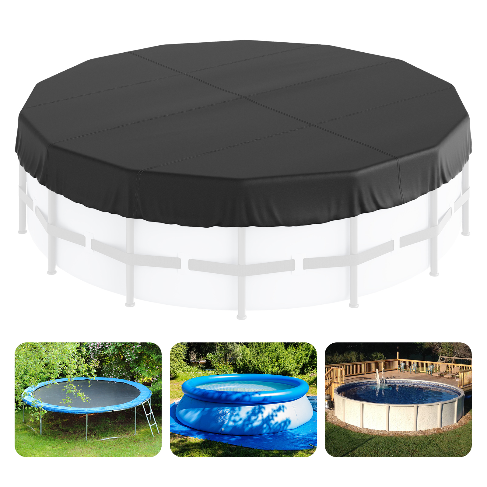18/15 Ft Round Pool Cover Above Ground Swimming Pool Cover Drawstring - Picture 4 of 27