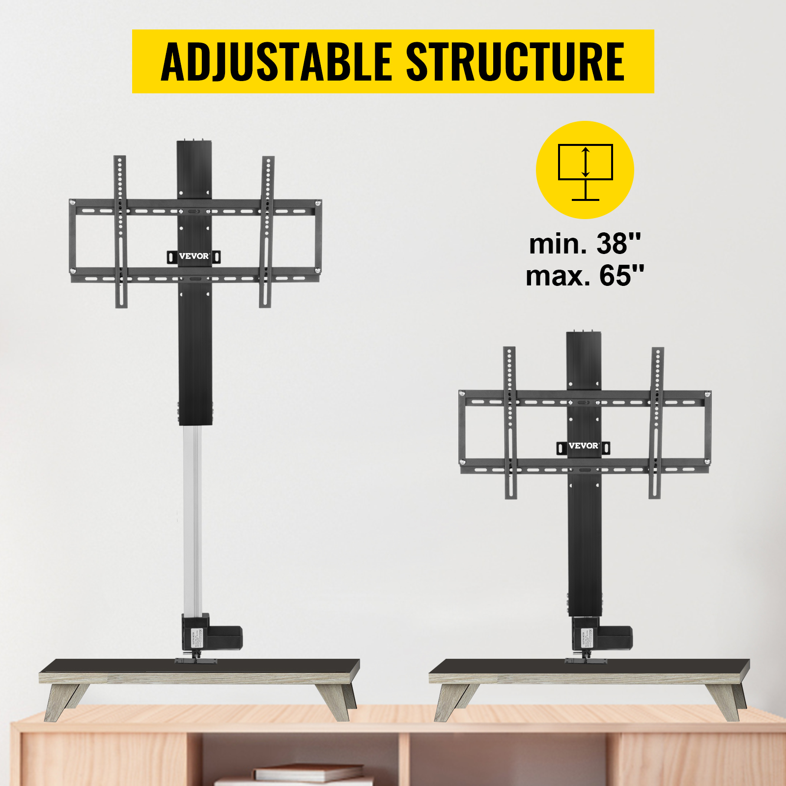 Motorized TV Lift Stroke Length 39.4 in. Motorized TV Mount Fit for 32-70 in. TV Lift with Height Adjust 28.74-68.11 in.
