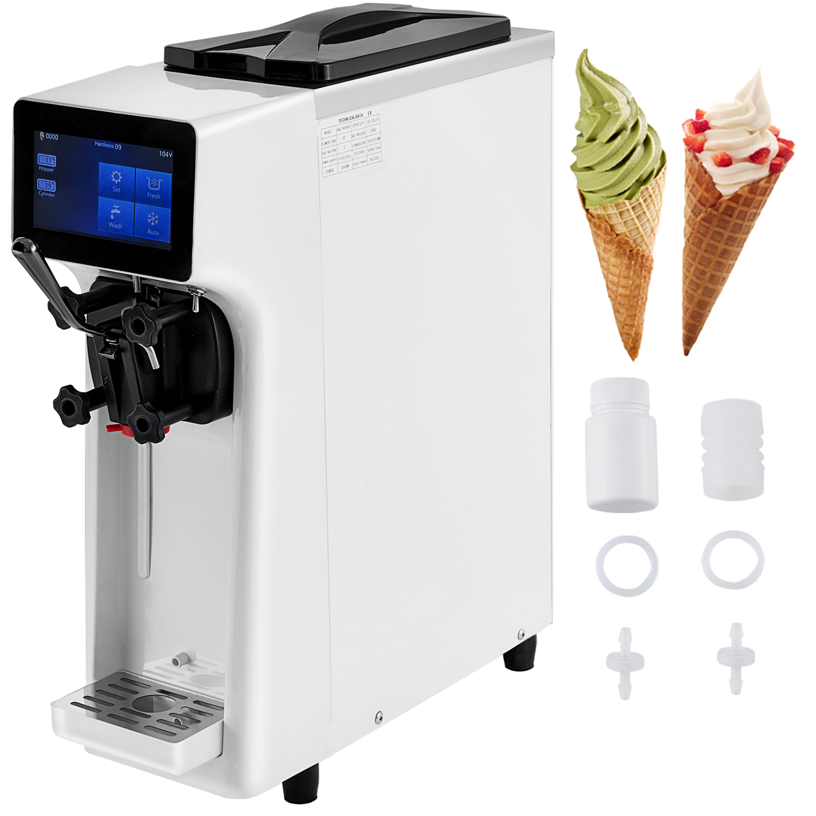 Countertop Ice Cream Maker,10-20L/H,1000W,White