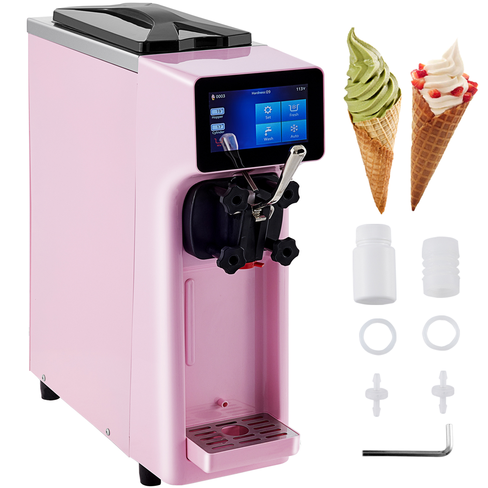 VEVOR Soft Ice Cream Machine 2200W Commercial Vertical Soft Ice Cream Maker Machine 5.3 to 7.4 Gallons per Hour Ice Cream Machine for Restaurants Bars Cafes Bakeries 