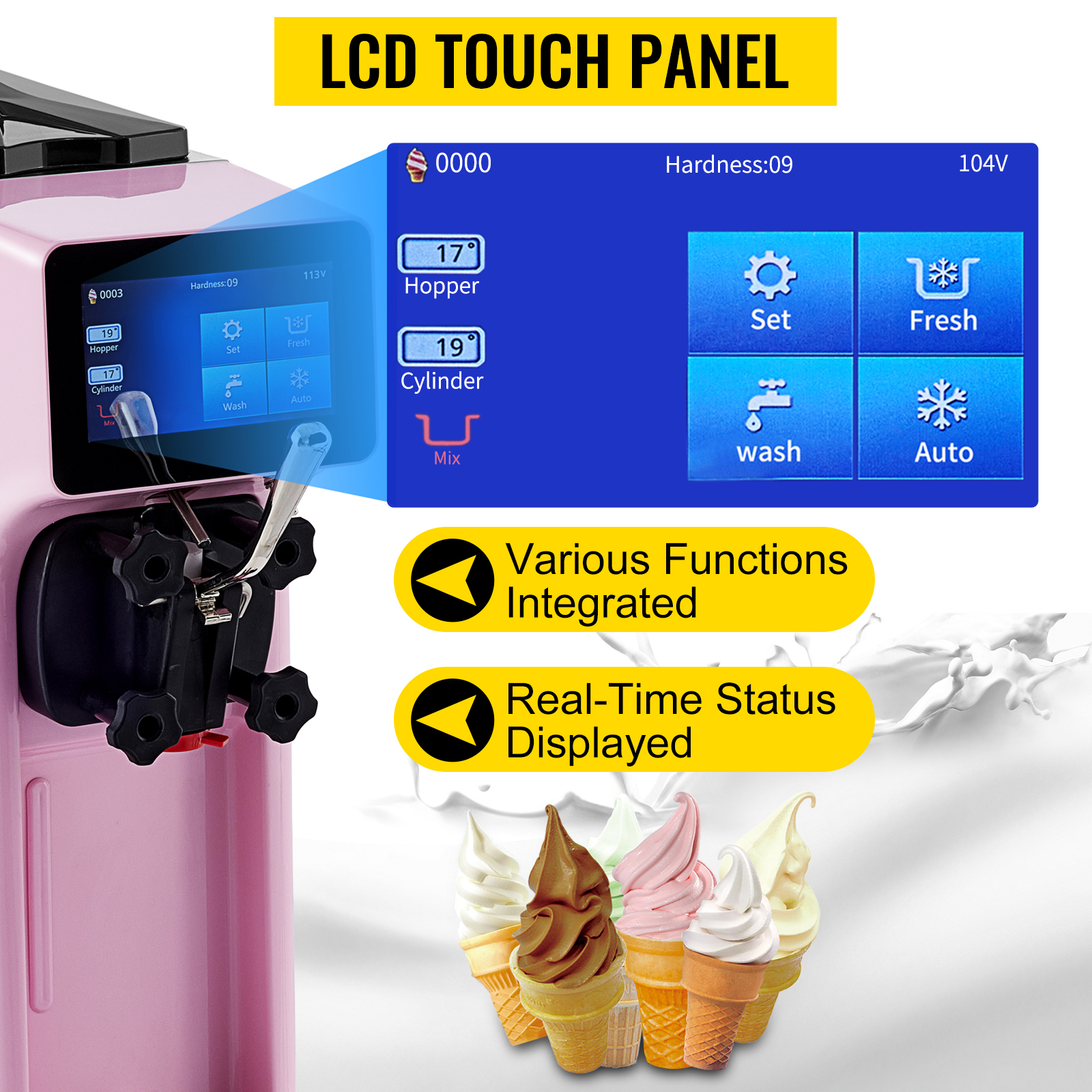 Ice cream and frozen yogurt machine for medium surfaces (pink version).   Ice cream vending machine, Soft serve ice cream machine, Ice cream machine