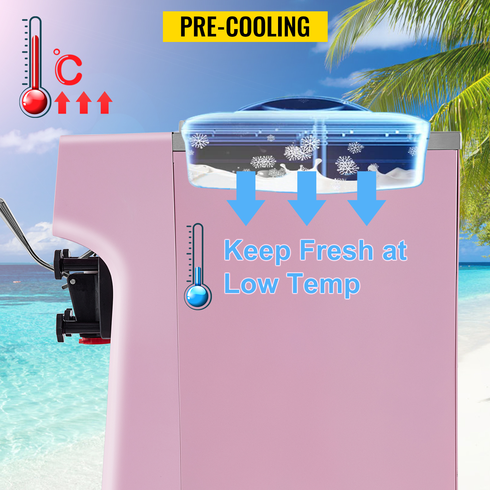 VEVOR Máquina comercial de helados, rendimiento de 22-30 L/H, máquina de  servicio suave de encimera de 2200 W con tolva de 2 x 6 L, cilindro de 2 L