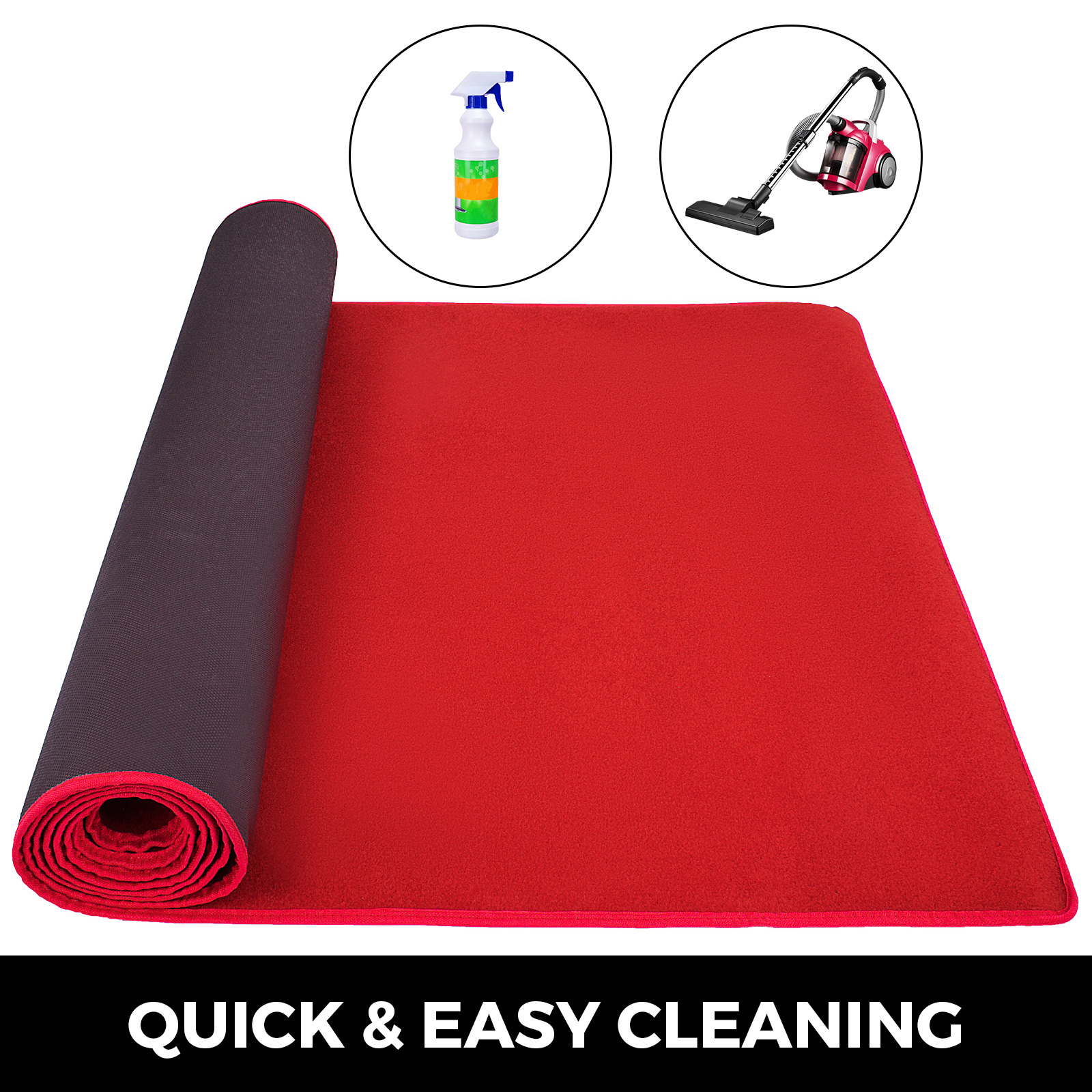 Red Carpet Aisle Floor Rug Party Decor Crowd Control Easy Clean Rubber Back VEVOR EU