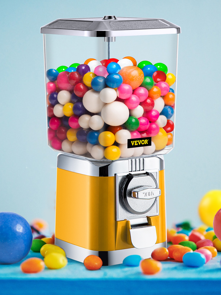 Gumball Machine with Stand, Yellow Quarter Candy Dispenser, Rotatable Four  Compartments Square Candy Vending Machine, PC