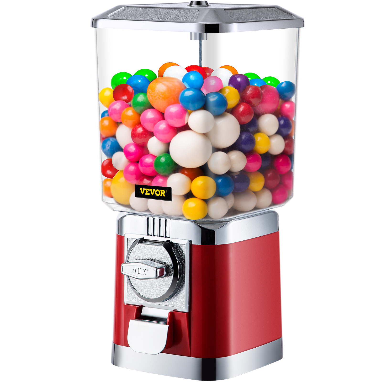 VEVOR Aluminum Alloy Gumball Machine | Commercial/Residential | Red | 375 Candies | Knobs | Includes Accessories | Key Lock | Specialty Small Kitchen